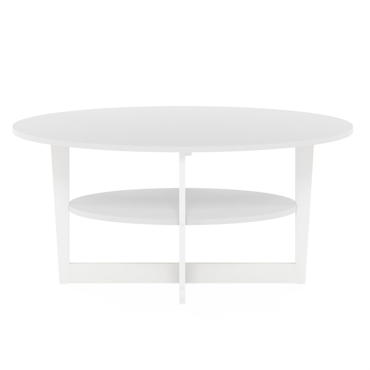 Furinno Jaya Oval Coffee Table, 35.43 (W) x 16.49 (H) x 19.69 (D) inches, White