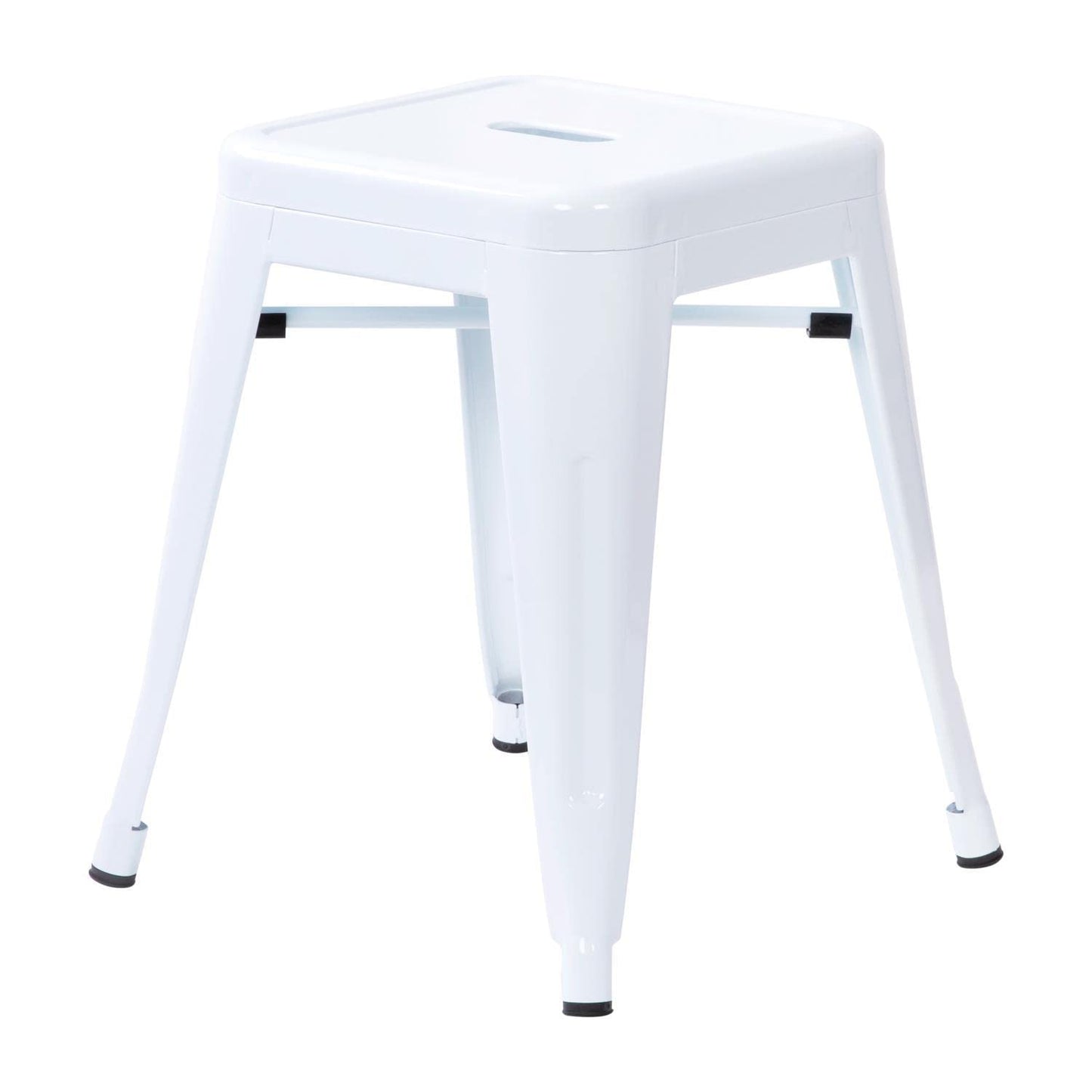 Flash Furniture Metal Dining Table Height Stool - Backless White Kai Commercial Grade Stool - 18 Inch Stackable Dining Chair - Set of 4