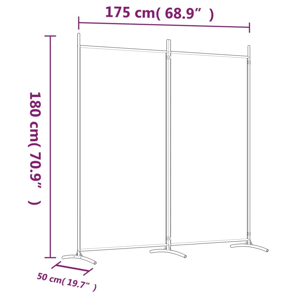 vidaXL vidaXL Room Divider, Folding Privacy Screen 2 Panel Room Divider, Freestanding Room Partition Wall Divider for Room Separation, White Fabric