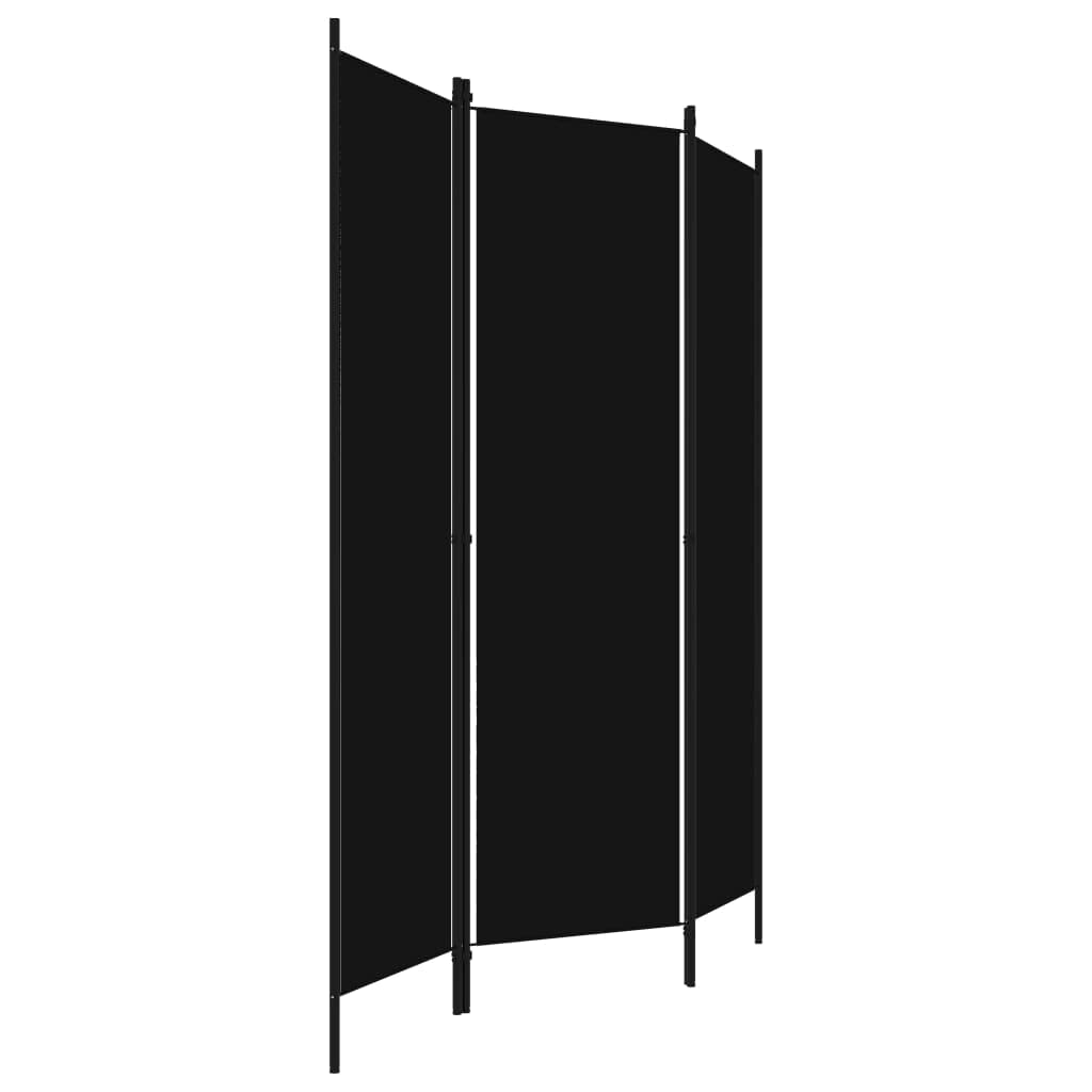 3-Panel Folding Room Divider Black, 59.1x70.9 Inches, Freestanding Privacy Screen with Powder-Coated Iron Frame and Fabric Panels for Bedroom