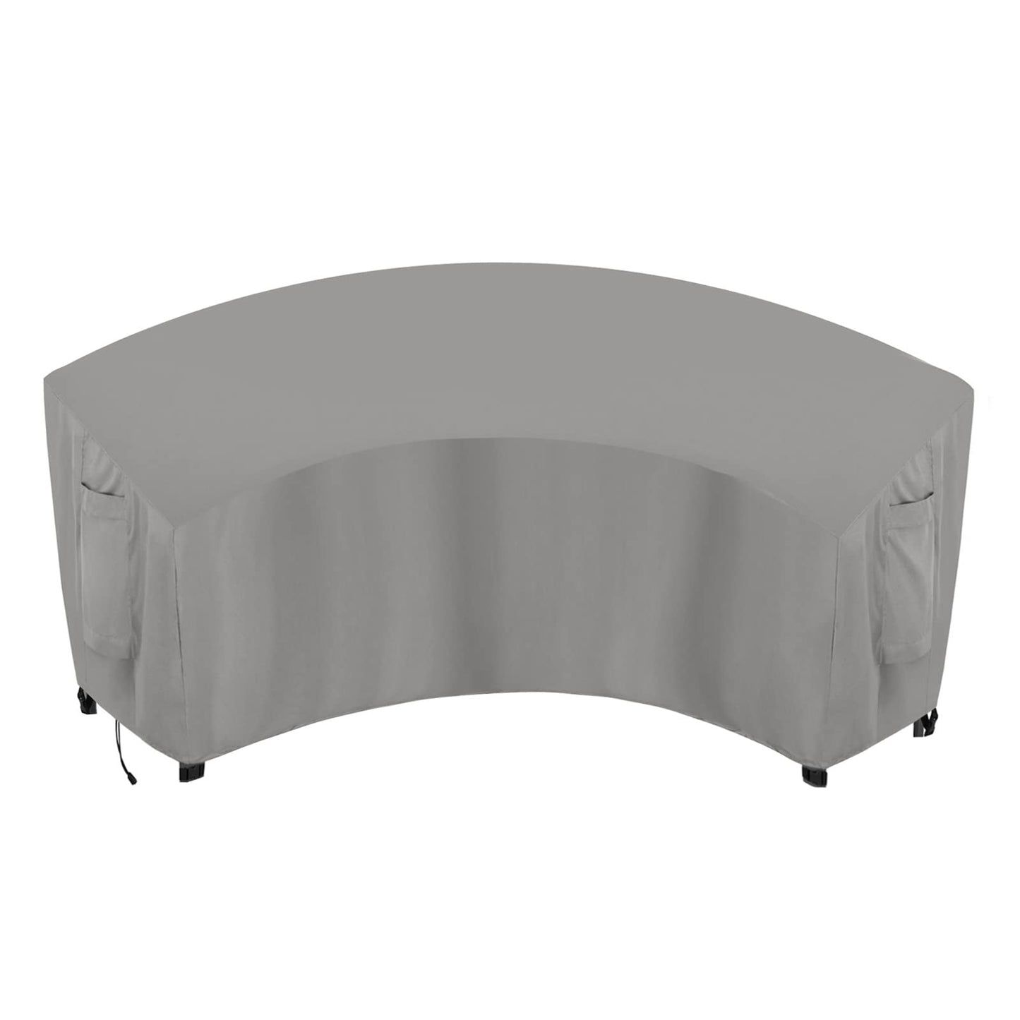 OutdoorLines Waterproof Curved Outdoor Sectional Cover - UV Resistant Windproof Patio Sectional Sofa Covers for Deck, Lawn and Backyard, Heavy Duty Furniture Covers (90Lx34Dx32Hx46FL, Grey)