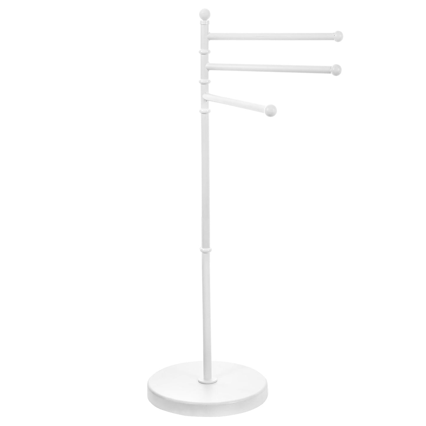 MyGift 40 Inch Bathroom Towel Rack Holder, Free Standing Bath Towel Rack with 3 Swivel Bars, Spa Pool Hot Tub Valet Accessories Stand for Drying Towels, Matte White Metal