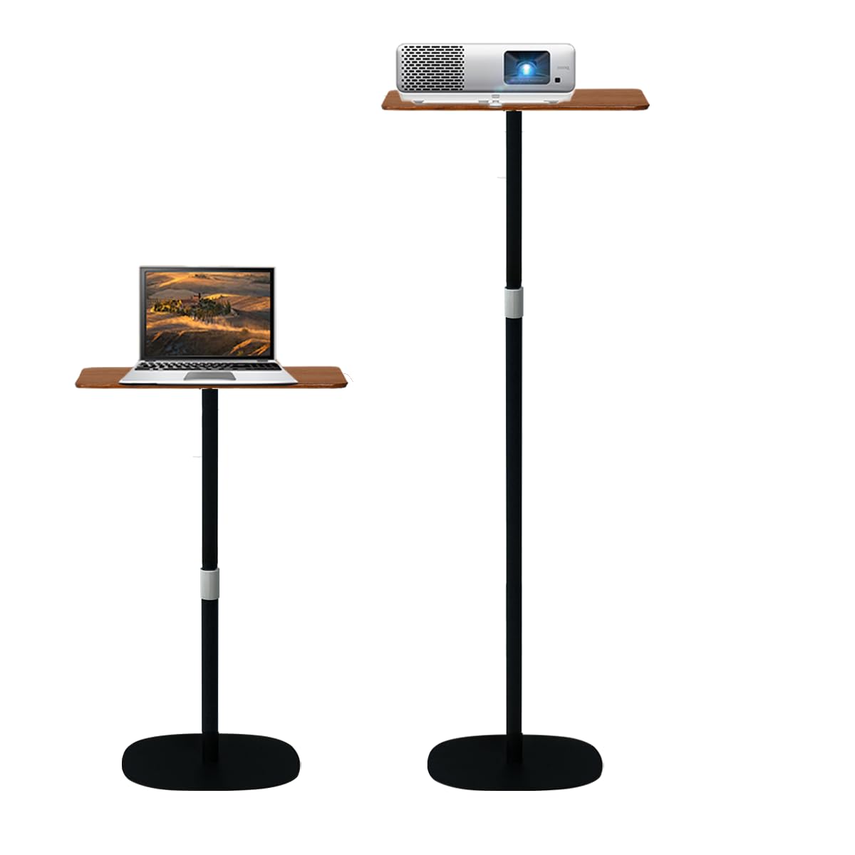 Small Laptop Standing Desk, Adjustable Height Pedestal End Table with Wooden Top, Portable Tall Side Table Workstation, Sit-Stand Desks for Bedside,Sofa,Couch, Living Room, Bedroom, Home Office, Brown
