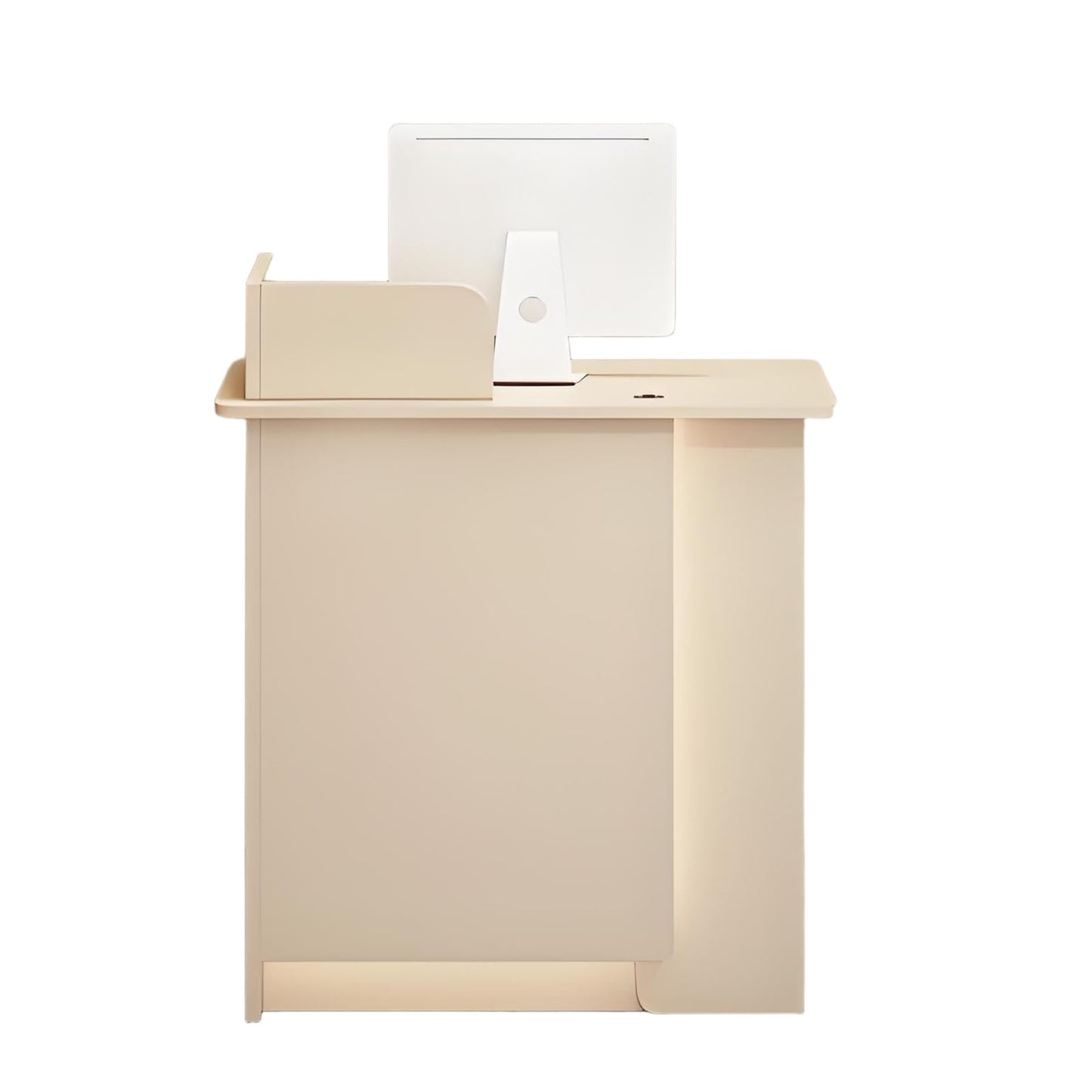 Modern LED Reception Desk for Salon & Office - Stylish Apricot Front Counter, 100cm/39.3in Lobby Furniture, Contemporary Design for Shops & Waiting Areas