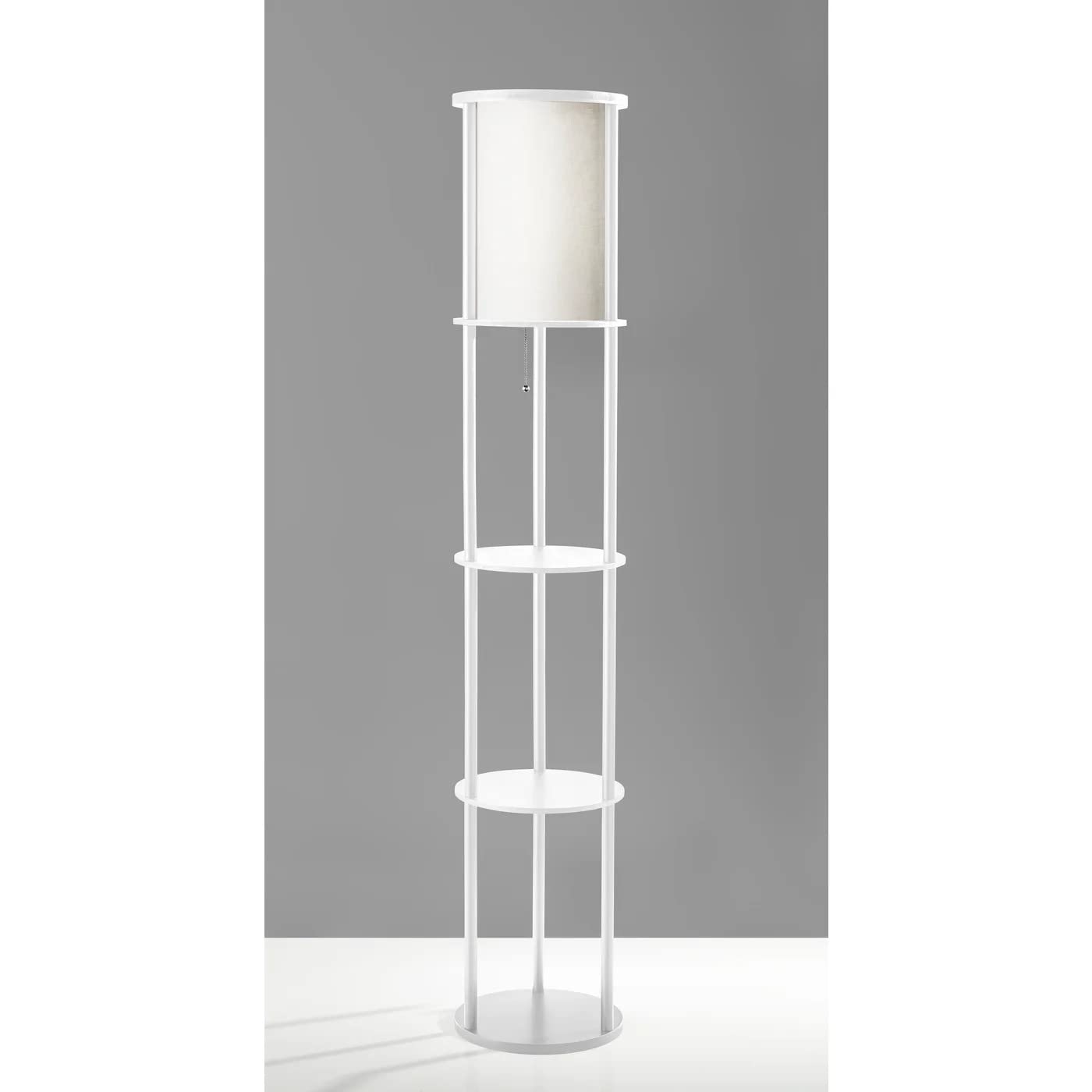 Adesso 3117-02 Stewart Round Shelf Floor Lamp, White Base Finish