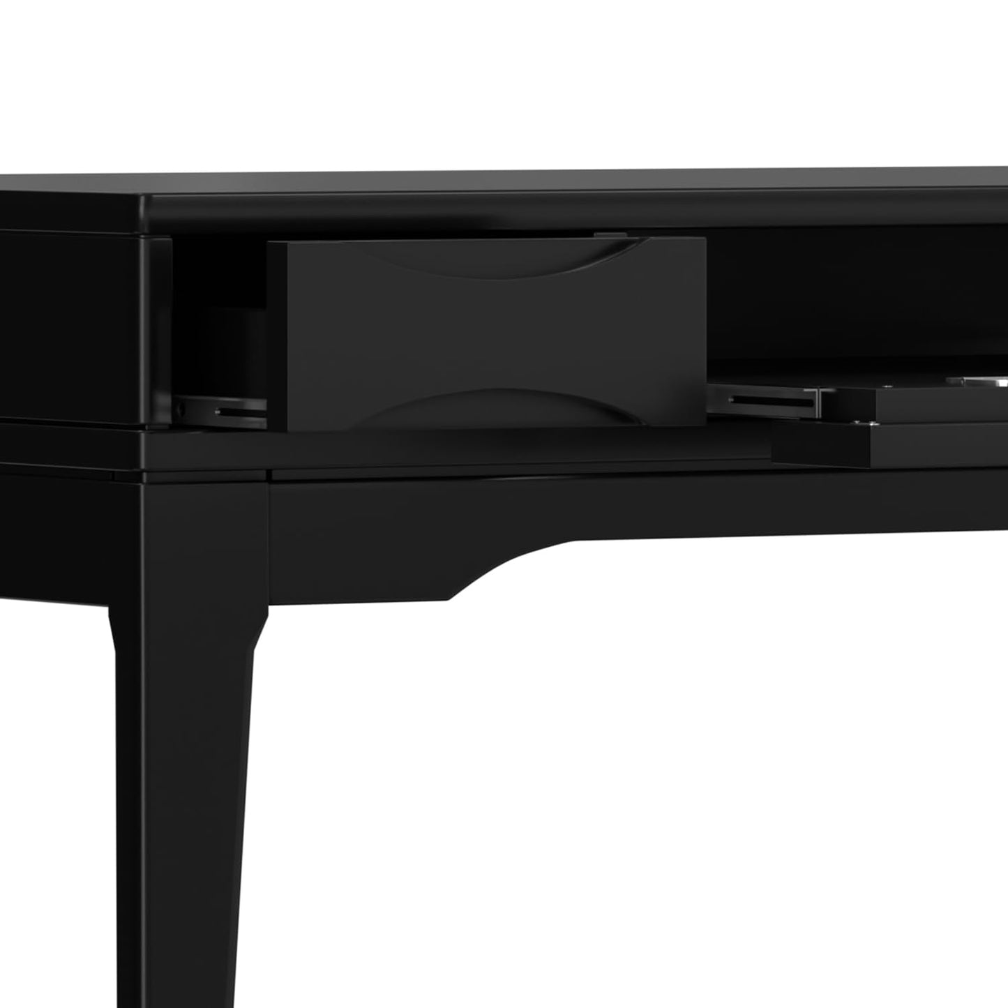 SIMPLIHOME Harper Small Desk - 48 inch Wide Solid Hardwood Writing Desk in Black, Mid-Century Modern Home Office Table for Study or Work with 2 Drawers and Flip-Down Keyboard Tray