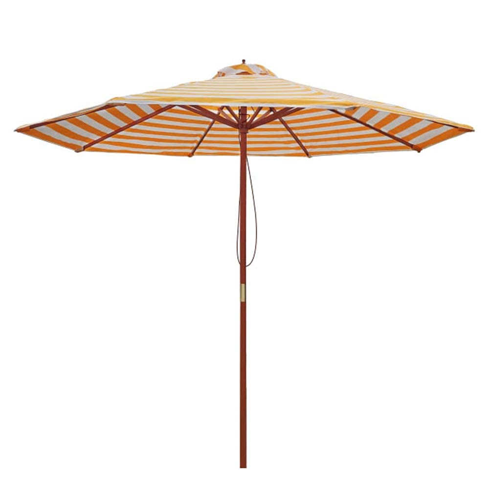 LSLYTQ Patio Umbrella 2.7M(8.8ft) Striped Patio, Outdoor Umbrella Patio Market Table Umbrella, Solid Wooden Pole, 8 Ribs,Outdoor Sun Shade For Garden, Lawn, Deck, Backyard&Pool (Yellow and White
