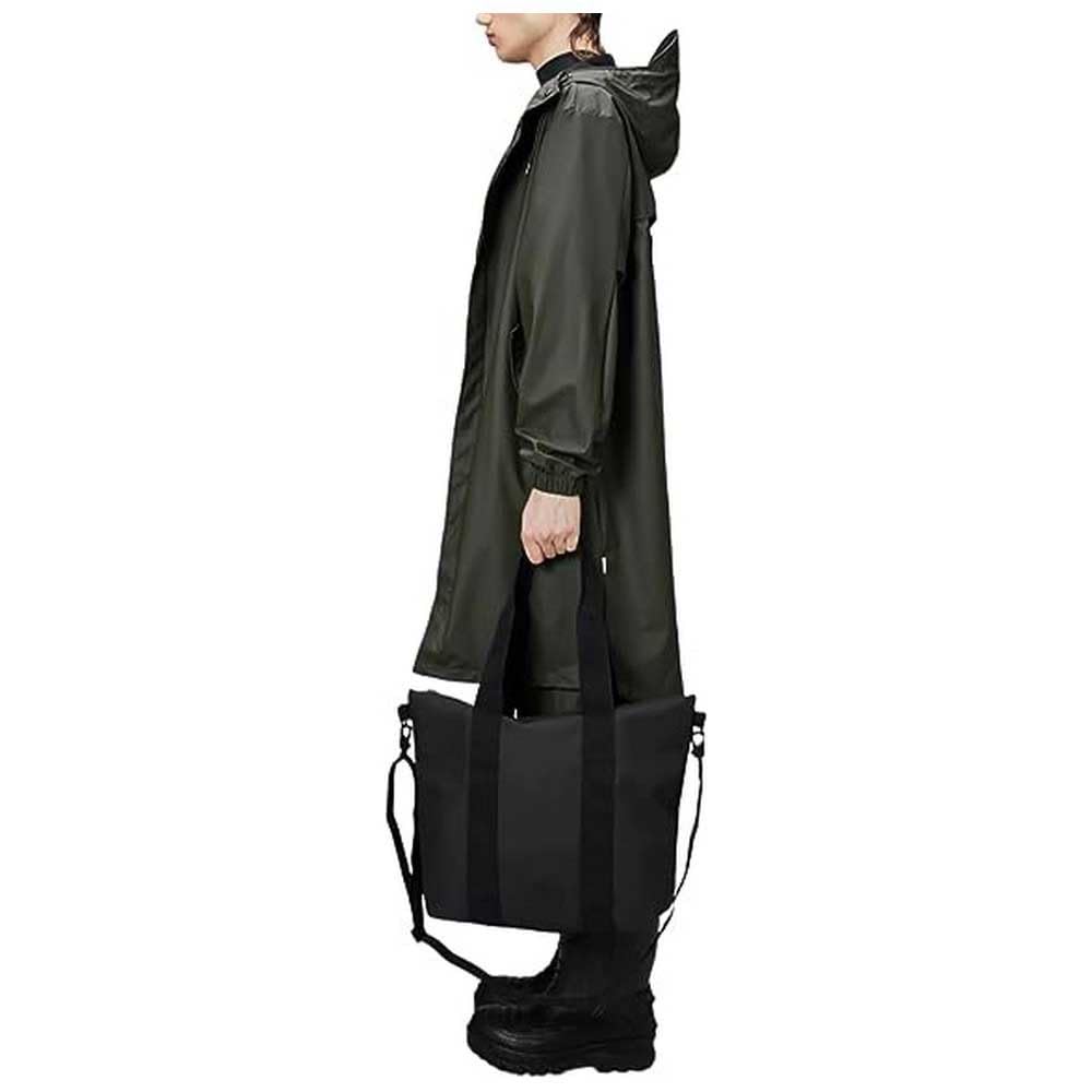 RAINS Tote Bag Mini - Black Waterproof Shoulder Bag for Men and Women - Everyday Tote for Work, Travel, Shopping with Coated Zip and Carry Handles - 2 Year Warranty