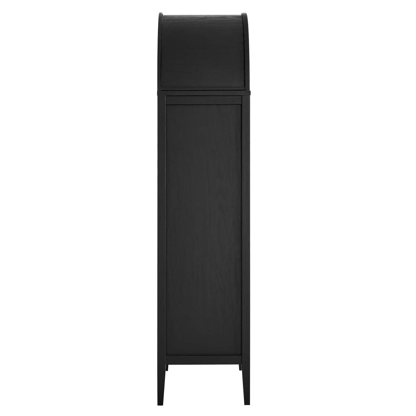 Modway Nolan Modern Farmhouse 71 Inch Tall Arched Storage Display Cabinet in Black Oak
