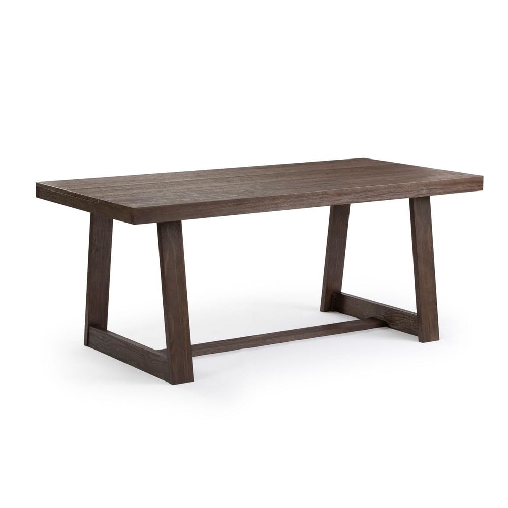 Plank+Beam 72 Inch Farmhouse Dining Table, Solid Wood Rustic Kitchen Table, Large Wooden Rectangular Dinner Table for Dining Room, Home Office, Living Room Furniture, Easy Assembly, Walnut Wirebrush