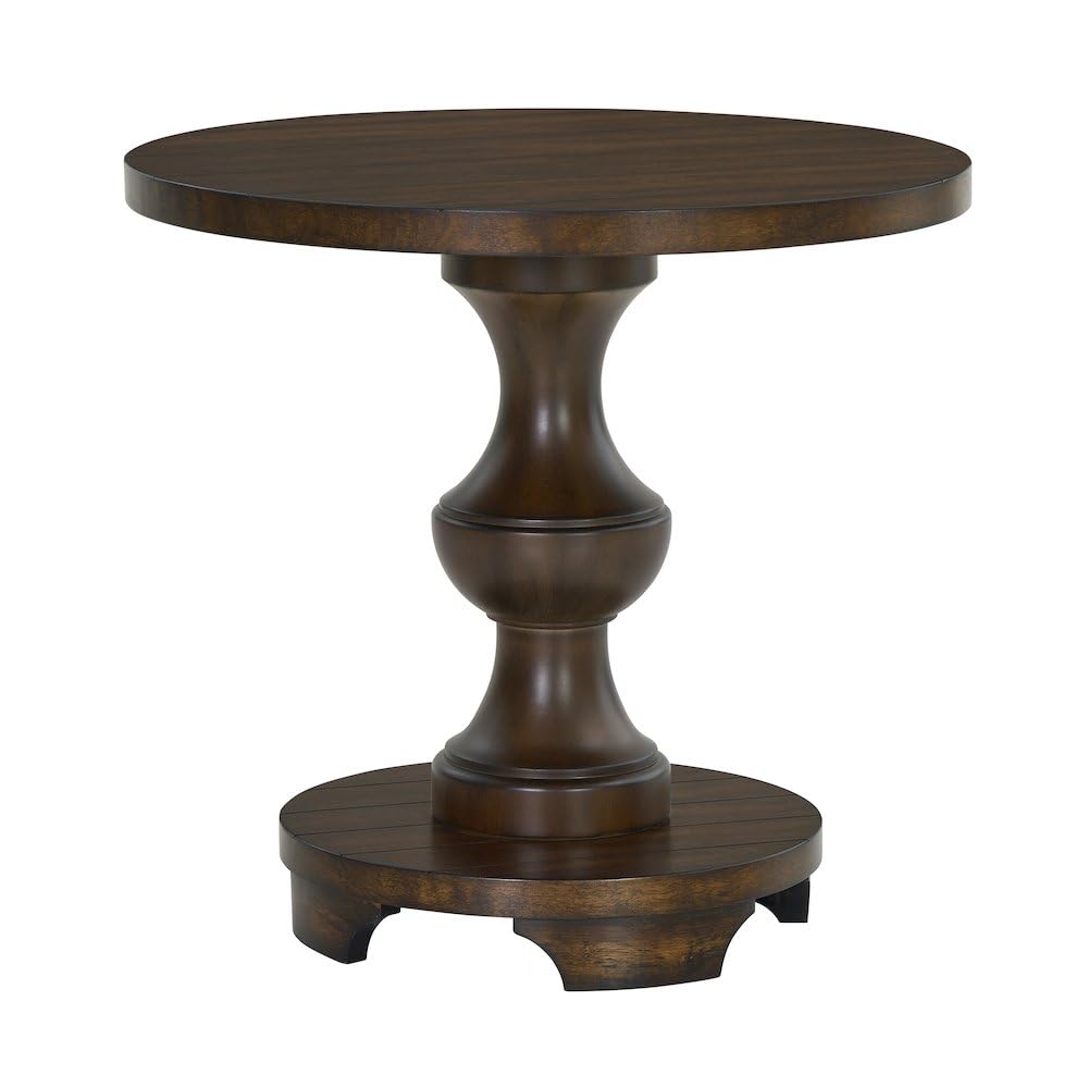 Roundhill Furniture Caesar Traditional Round Pedestal End Table, Espresso