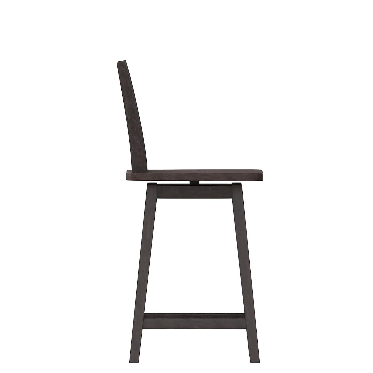 Flash Furniture Gwendolyn Commercial Grade Modern Farmhouse Barstool - Gray Wash Walnut Solid Wood Frame - Counter Height - 360° Swivel Seat - Integrated Footrest