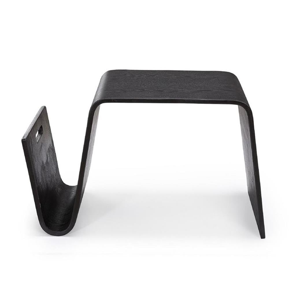 Manhattan Comfort Brookside Mid-Century Modern Rectangle End Table with Rustic Ashwood Veneer, Versatile Accent Furniture for Living Room, Bedroom or Office, Set of 1, Black