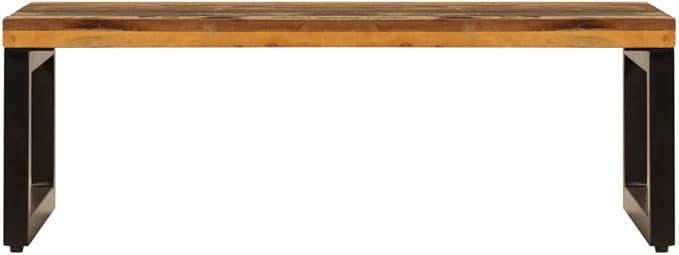 Rustic Multicolor Coffee Table, Solid Reclaimed Wood, Sturdy Steel Legs