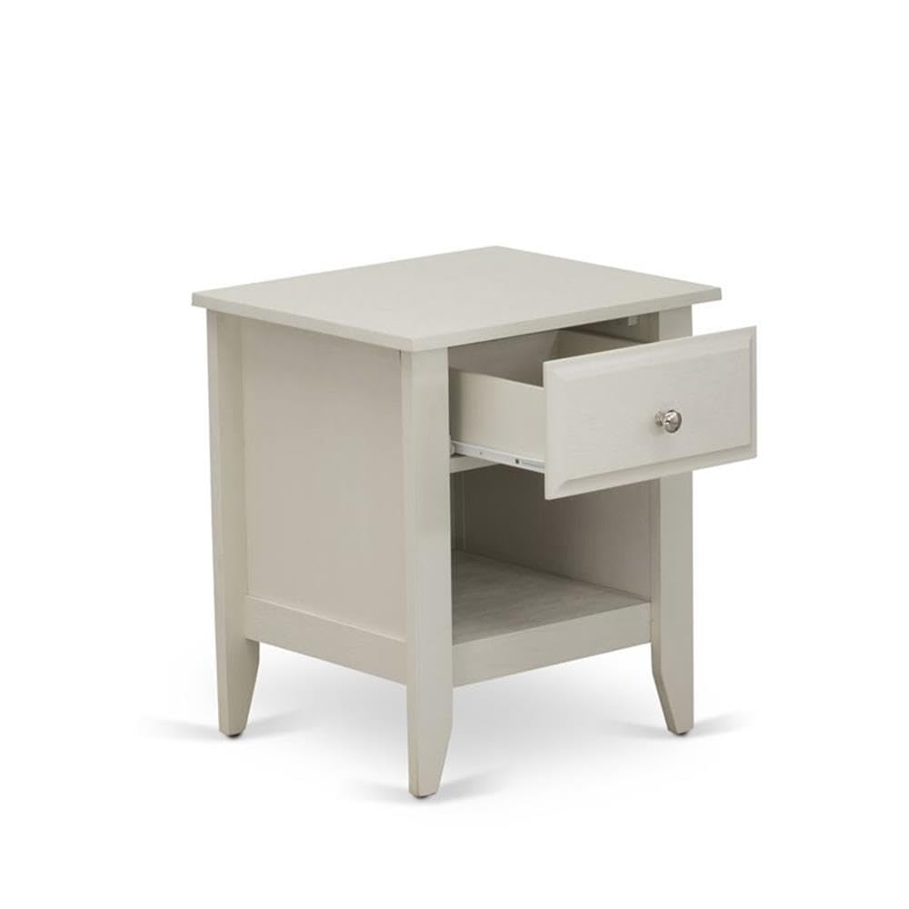 East West Furniture GA-0C-ET Gallatin Night Stand - Rectangle End Table with a Drawer for Bedroom, 18x21 Inch Inch, Wirebrushed Buttercream