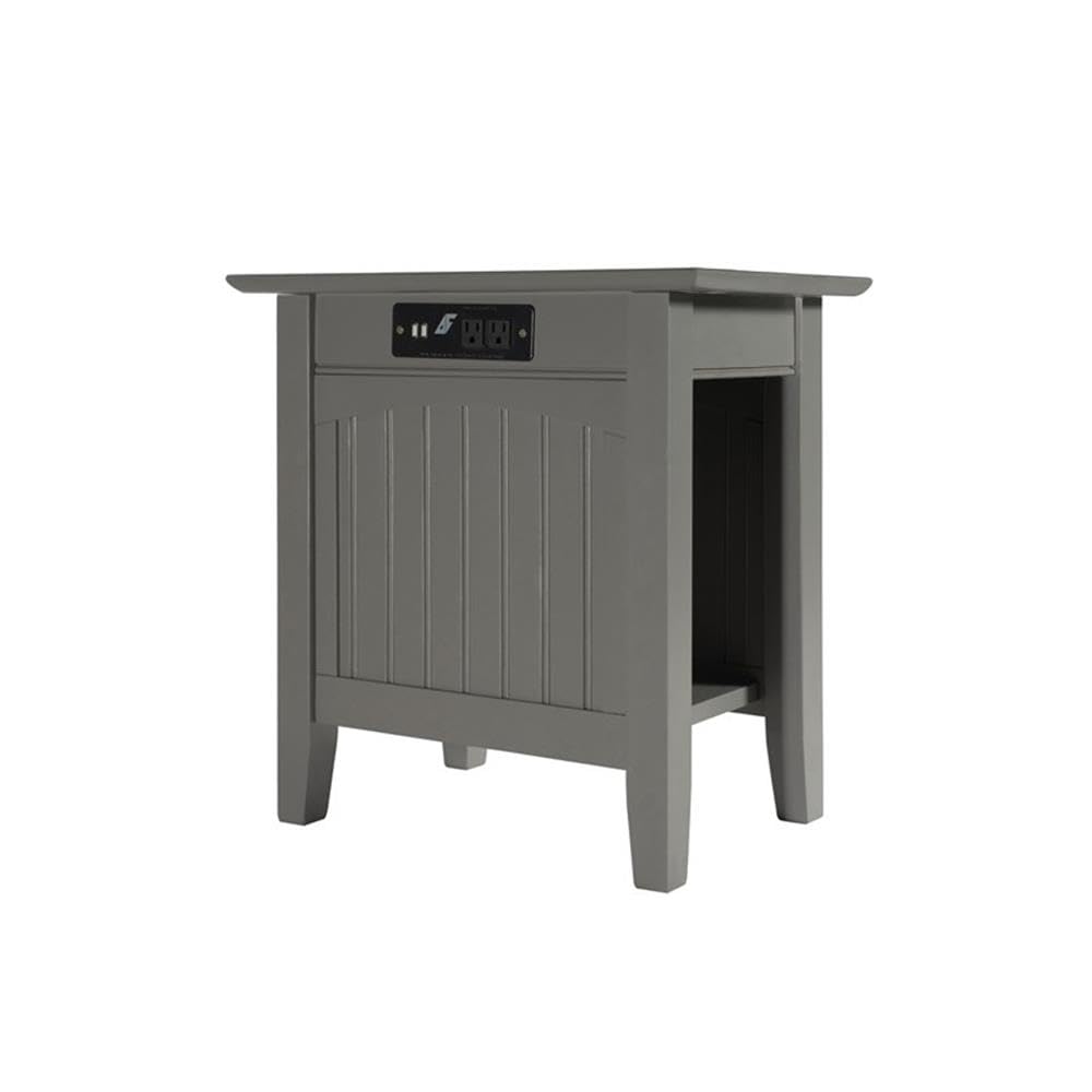 AFI Nantucket Chair Side Table with Built-in Charger in Grey