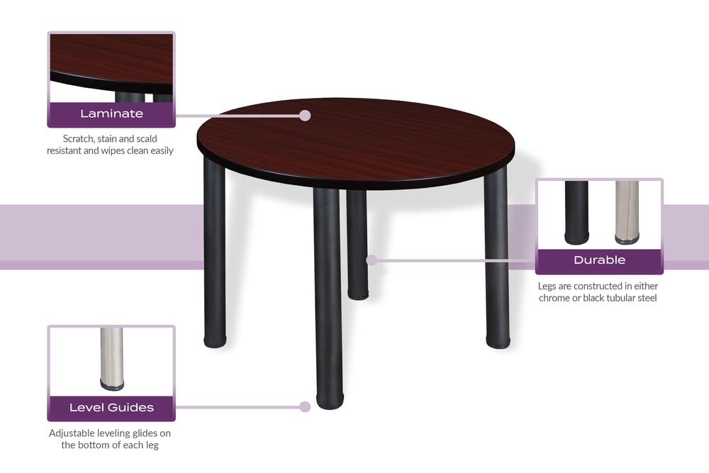 Romig Trek 36 in. Round Height Adjustable Classroom Activity Table- Mahogany