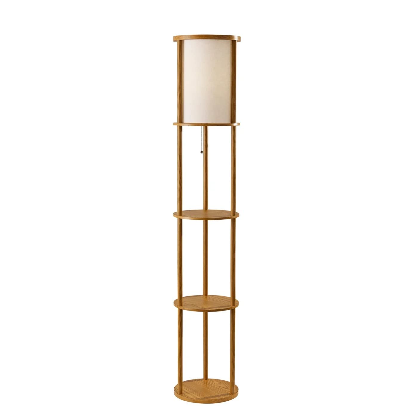 Adesso 3117-12 Stewart Round Shelf Floor Lamp, Natural Wood Finish