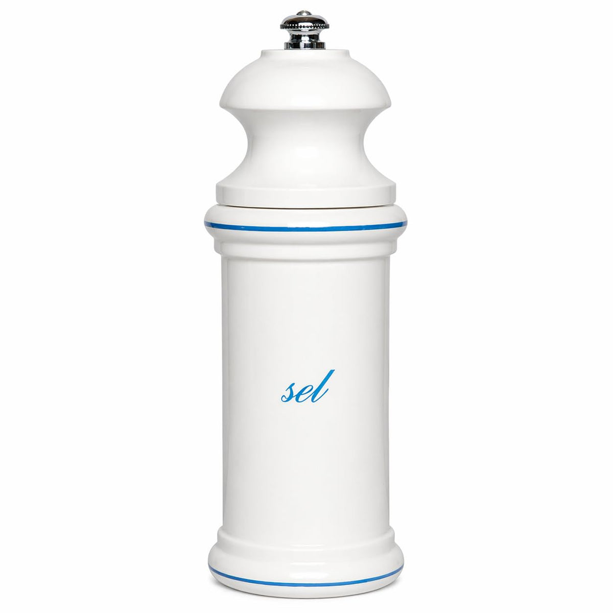 Fletchers' Mill Provencal Salt Mill, White with Blue "Sel" - 6 inch