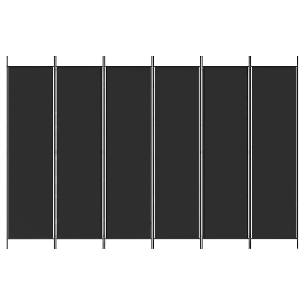 vidaXL vidaXL 6 Panel Room Divider, Folding Privacy Screen for Room Separation, Freestanding Divider Screen for Home Office, Modern Style, Black Fabric