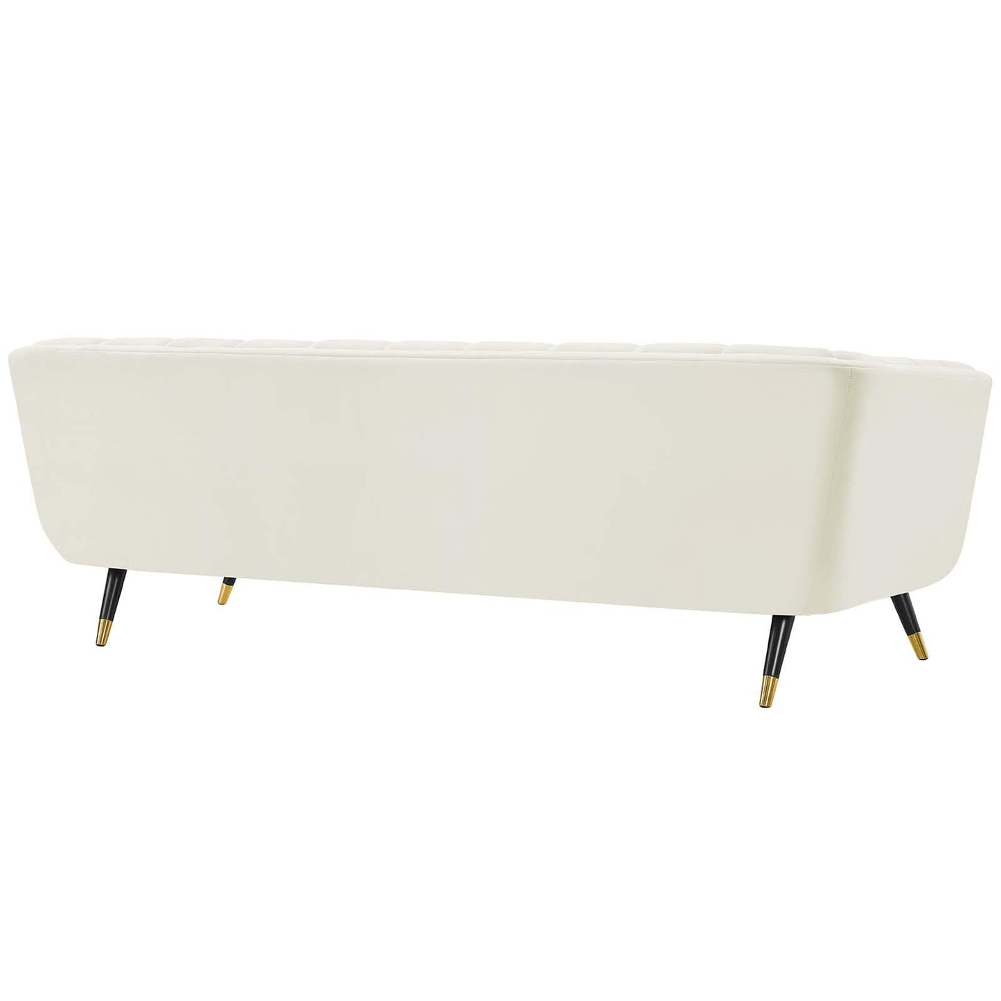 Modway Adept Contemporary Mid-Century Modern Performance Velvet Upholstered Tufted Sofa in Ivory