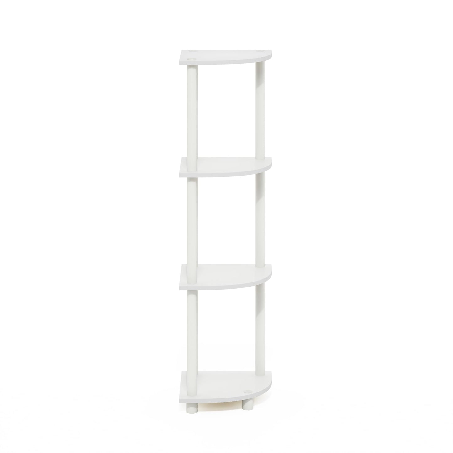 Furinno Turn-N-Tube Corner Shelf, 4-Tier Corner Bookshelf, Display Storage Shelves with Open Shelves, for Organization and Storage, Living Room, Home Office, Garage, White