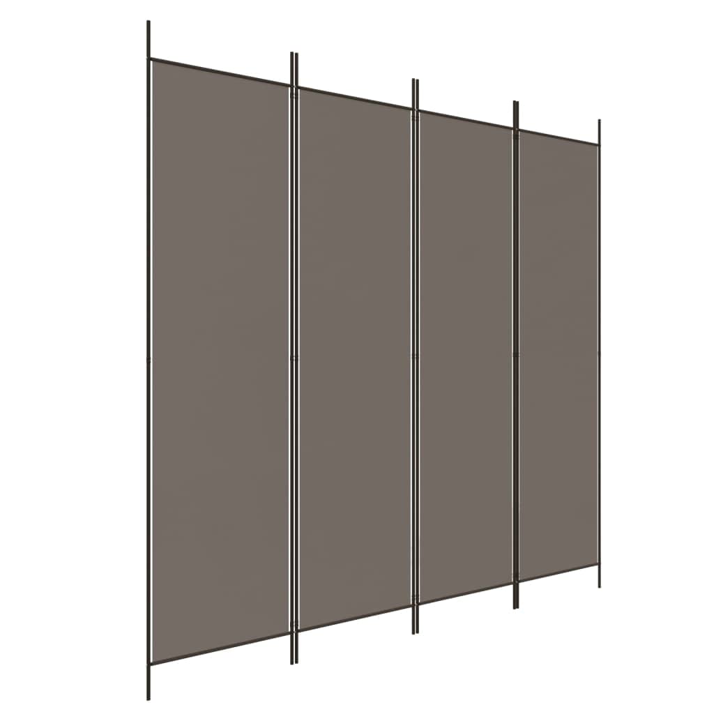 vidaXL 4 Panel Room Divider, Room Divider Privacy Screen Folding 4 Panel, Folding Divider Screen for Home Office, Modern Style, Anthracite Fabric
