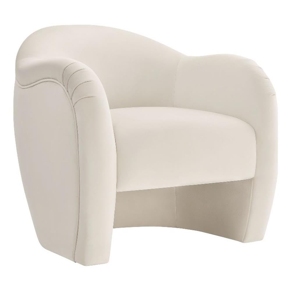 Modway Compose Barrel Chair with Performance Velvet Fabric in Alabaster – Upholstered Accent Armchair with Curved Backrest – Cozy Lounge Chair for Reading – Round Comfy Single Sofa Club Chair