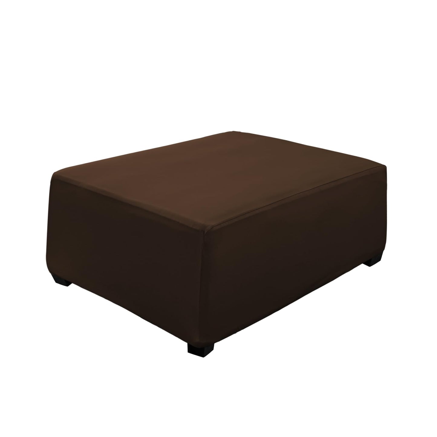 UOIJAY Super Stretch Ottoman Cover- Soft Form Fit Ottoman Cover Rectangular Ottoman Slipcovers for Folding Storage Furniture, Footstool Cover with Nonslip Elastic Bottom (Large, Chocolate)