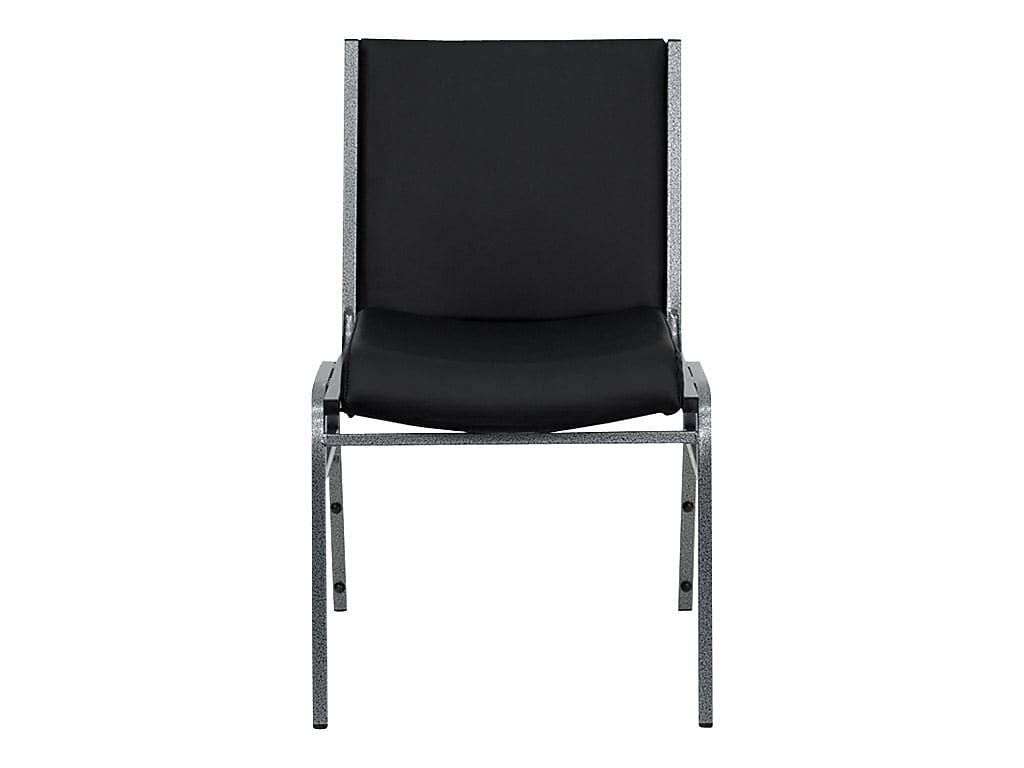 Flash Furniture HERCULES Series Heavy Duty Black Vinyl Stack Chair with Ganging Bracket