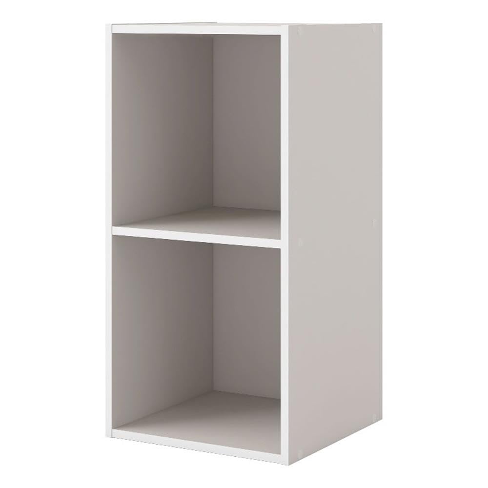 Homes: Inside + Out Apexa 2-Cube Storage Organizer Shelves, Stackable Wood Bookcase Fits Cubby Bins for Organization, Dorm Teen Room Decor & Home Office, Taupe Grey