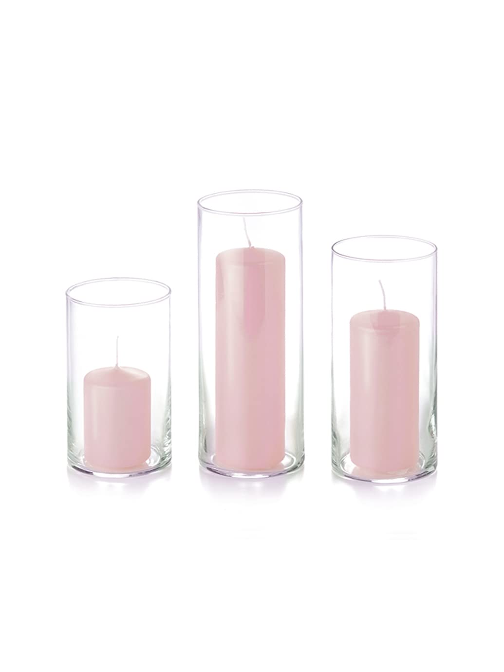 yummi Set of 12 Slim Pillars and Cylinder Vases - Blush