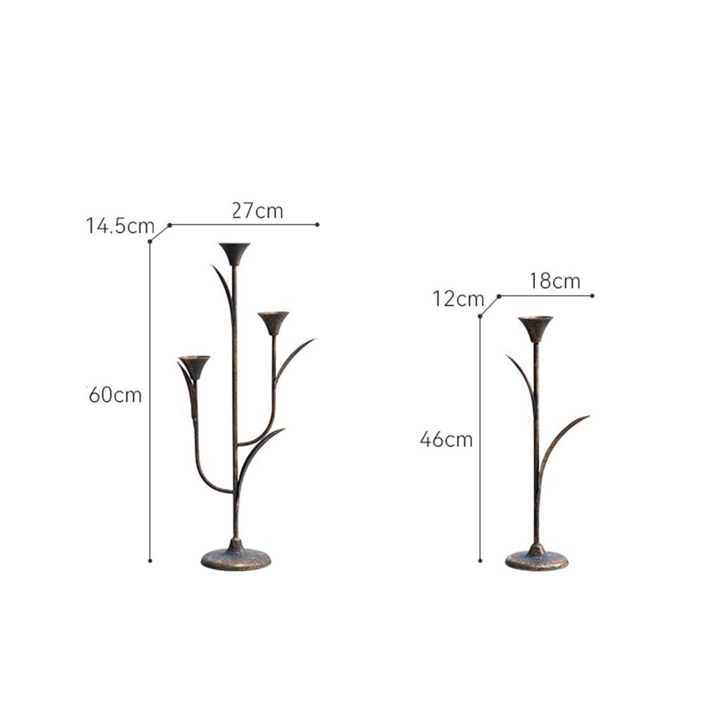 Candle Holders Retro Old Wrought Iron Candlestick Ornaments for Coffee Bars, Hotels, Dining Tables Decorative Candlestick(Small)