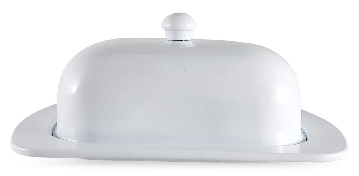 Metal Storage Canisters and Containers for Home and Kitchen Organization, Function, and Decor (White Butter Dish)