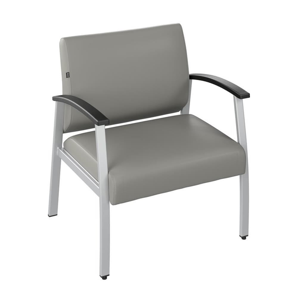 Bush Business Furniture Arrive Bariatric Waiting Room Guest Chair with Arms in Light Gray Vinyl, Reception Area Seating for Office and Lobby