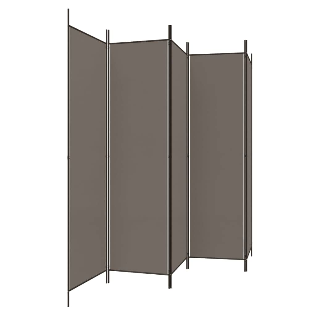 vidaXL 5 Panel Room Divider, Folding Privacy Screen for Room Separation, Freestanding Divider Screen for Home Office, Modern Style, Anthracite Fabric