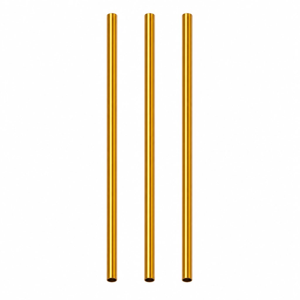 Wouputy 3 Pcs Gallery Rails for Shelves, 11.8 Inch Length Decorative Railing Rods, 1/5" Diameter Gold Tone Metal Spindles for Cabinets and Bookshelves