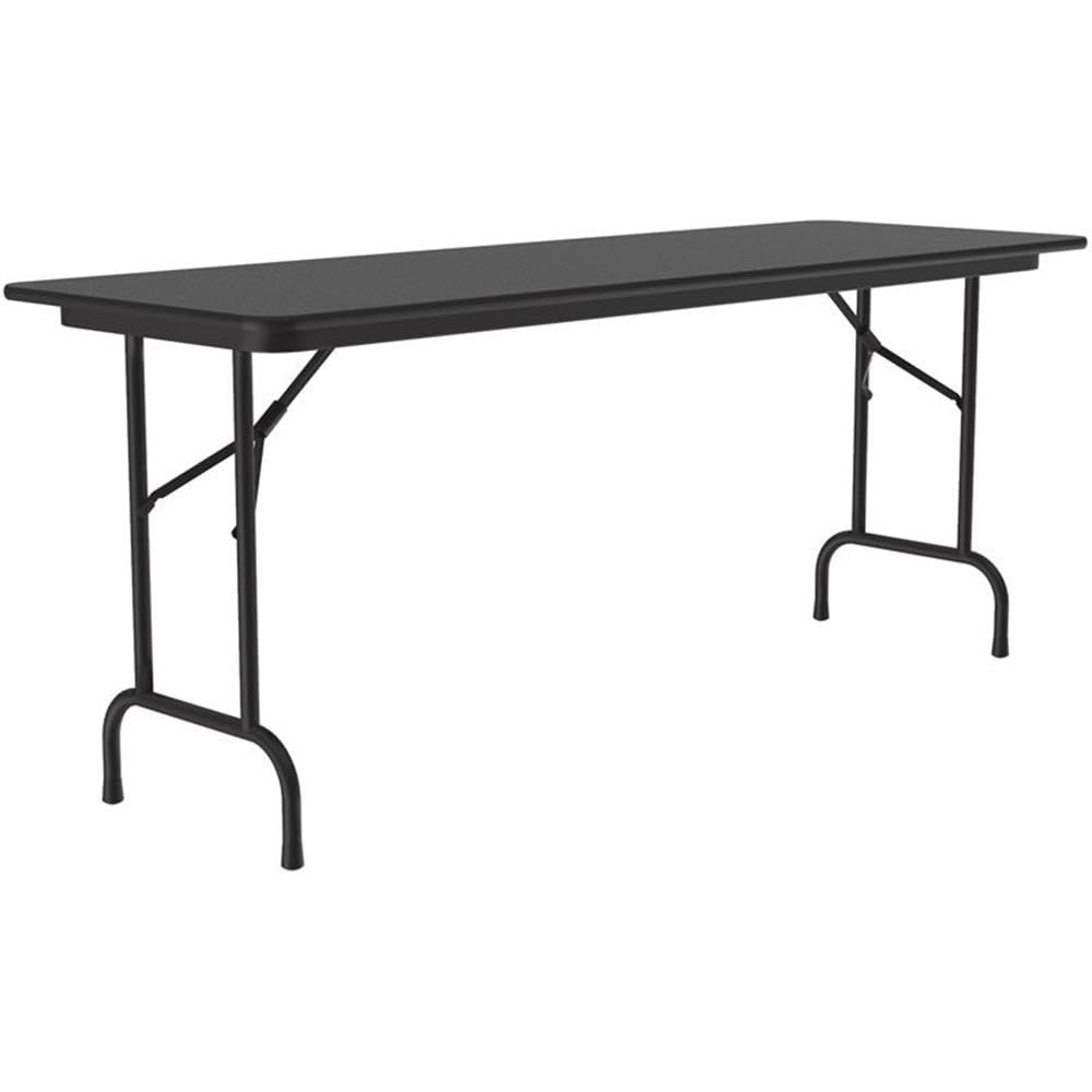 Correll 24"x96" Commercial Duty Small Folding Table, Black Granite Melamine Top, 5/8" Core, Made in USA, Portable, Strong Steel Apron (CF2496M-07)