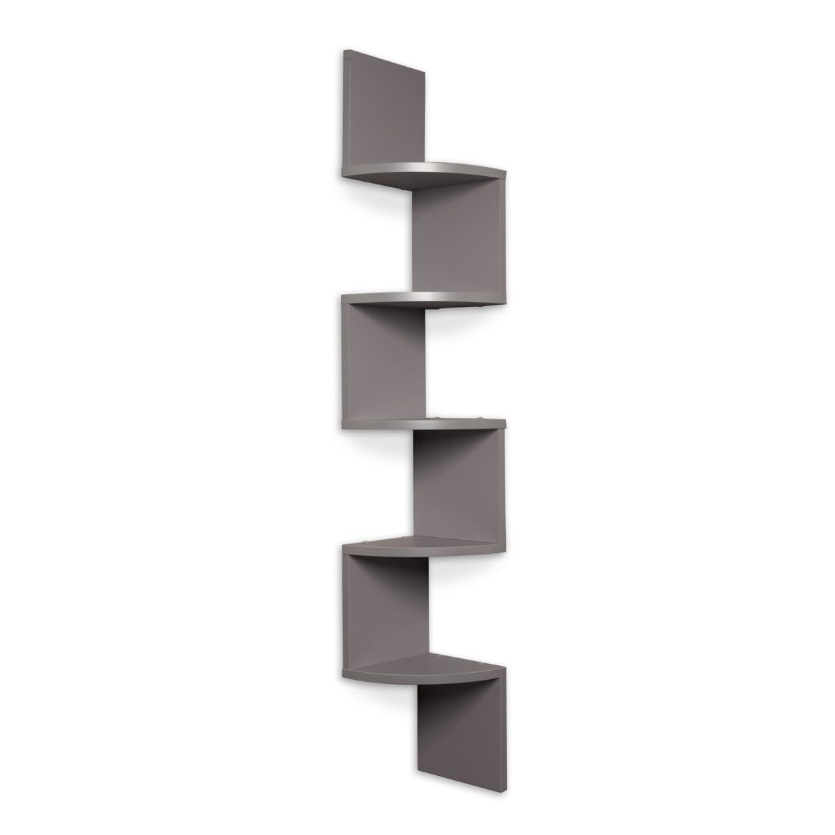 Danya B. XF11035GR Large Decorative 5-Tier Corner Floating Wall Mount Display Shelving Unit - Grey