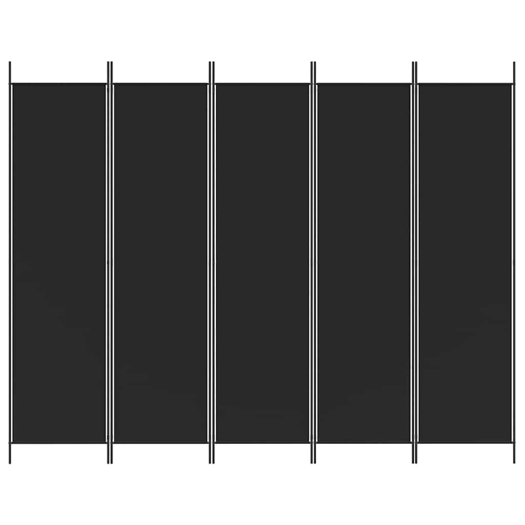 5-Panel Fabric Room Divider Black 98.4x78.7 Inches, Foldable Room Partition for Privacy, Breathable Screen to Separate Bedroom or Block Sunlight