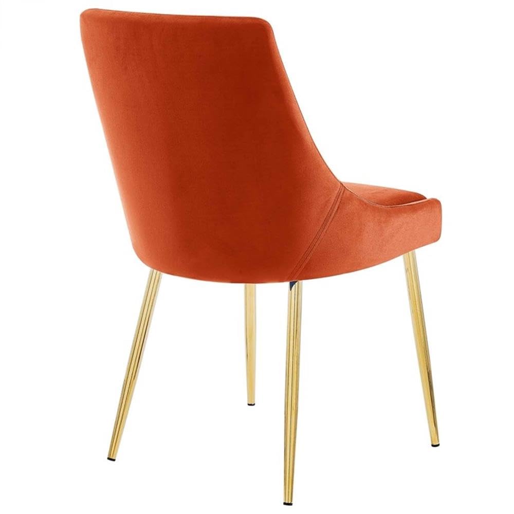 Modway Viscount Performance Velvet Upholstered Side Dining Chairs in Gold Orange - Set of 2