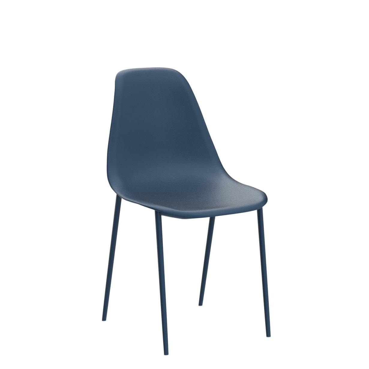 Poly & BARK Isla Modern Kitchen Chairs Set of 4 - Plastic Dining Chair with Metal Legs - Quick Assembly Simple Cafe Chairs Plastic for Indoor or Outdoor - Lago Blue