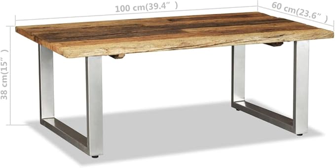Coffee Table Solid Reclaimed Wood 39.4"x23.6"x15", End Tables, Living Table