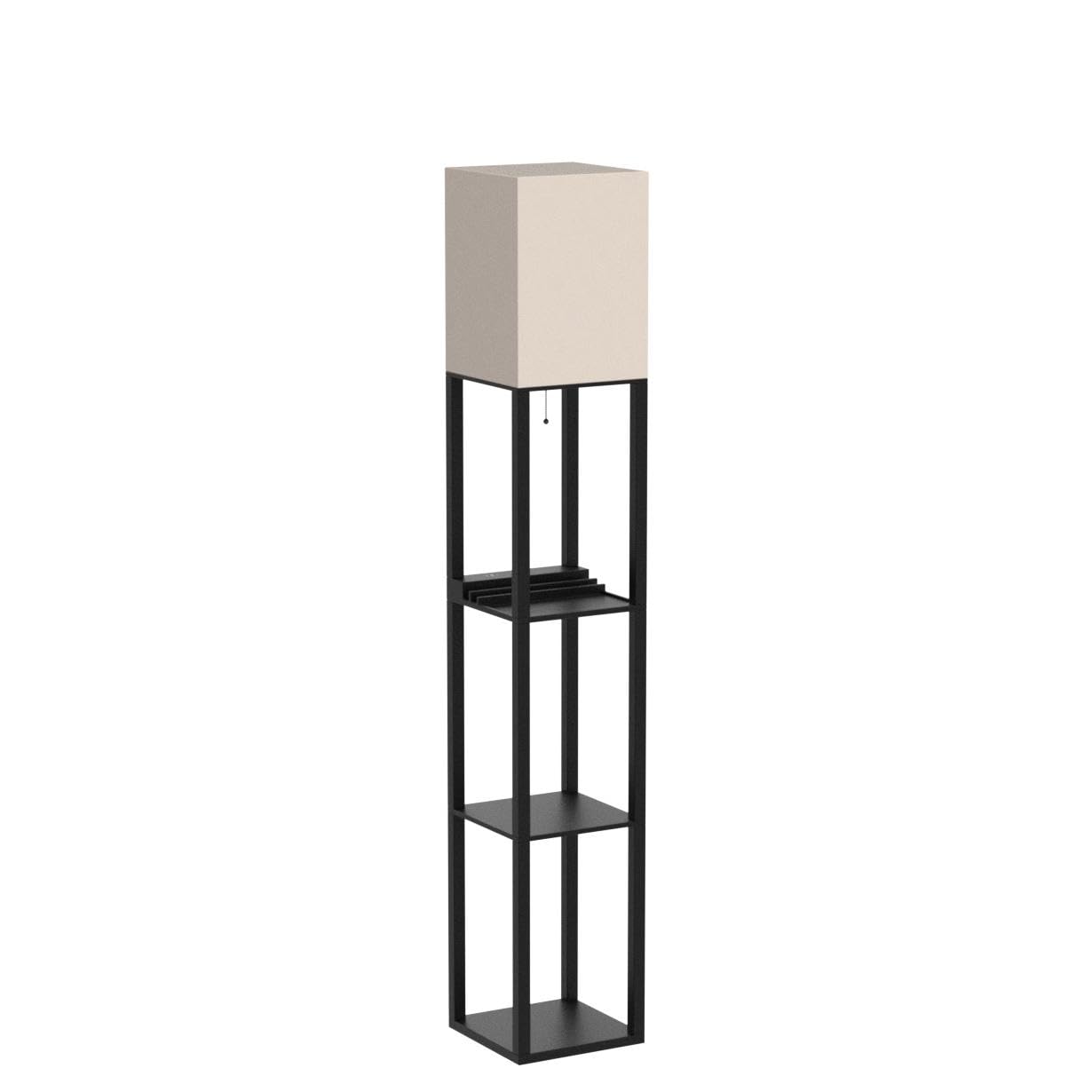 Brightech Maxwell Charger - Modern Shelf Floor Lamp with USB Charging Ports & Electric Outlet - Corner Display Floor Lamps with Shelves for Living Room, Bedroom and Office - Black