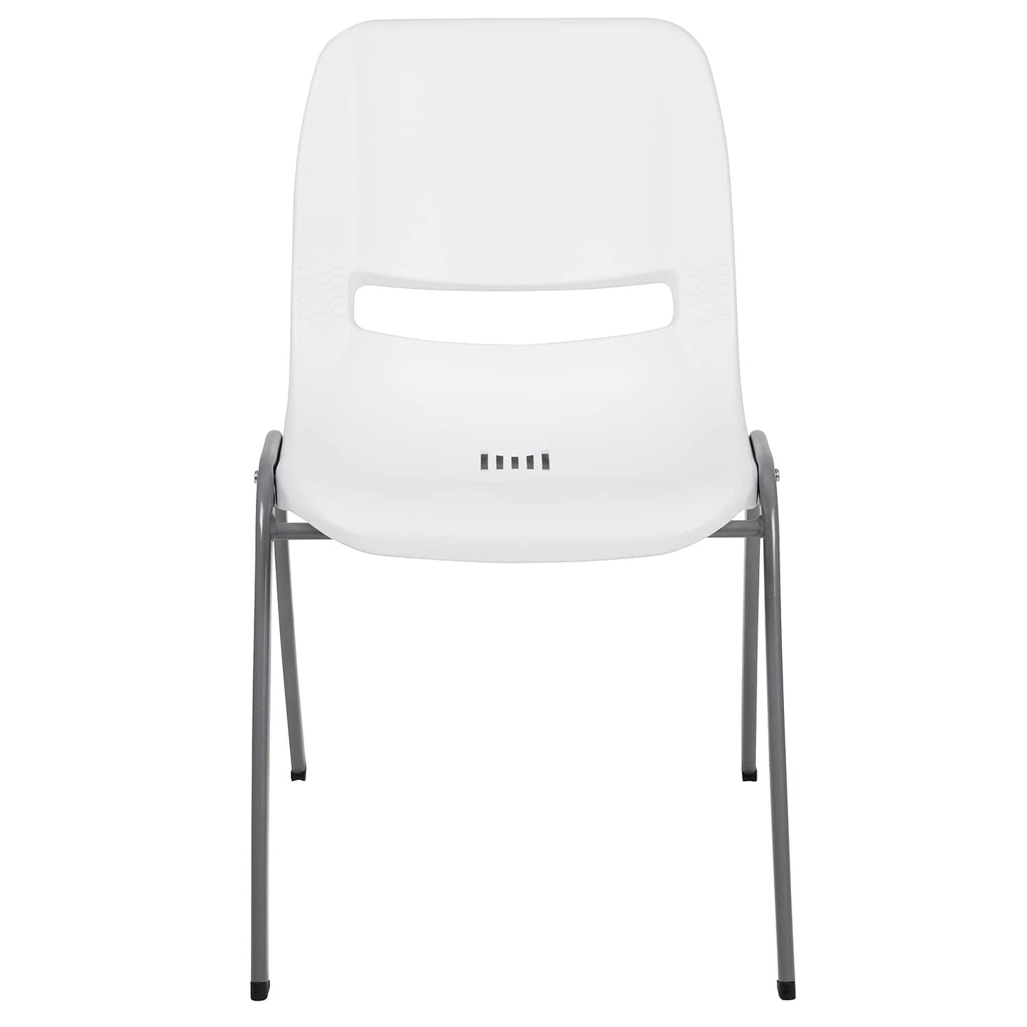 Flash Furniture HERCULES Series 5 Pack 880 lb. Capacity White Ergonomic Shell Stack Chair with Gray Frame