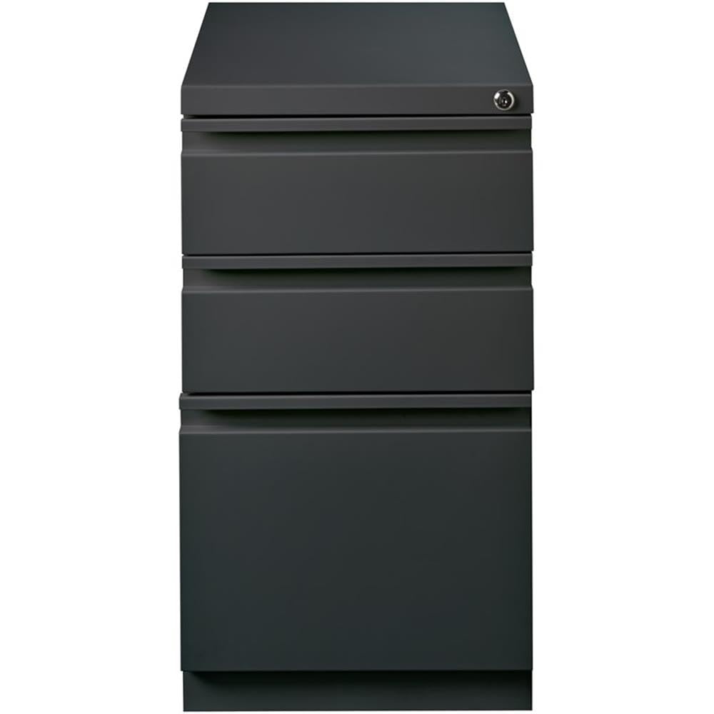 Hirsh HL10000 Series Metal Mobile Pedestal File Cabinet with 3-Drawer Box/Box/File Drawer, Hidden Casters, Counterweights, Core-Removable Lock, Pre-Assembled, Commercial Grade in Charcoal