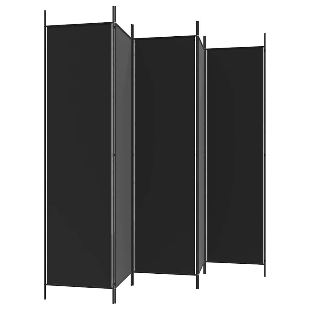 vidaXL vidaXL 5 Panel Room Divider, Folding Privacy Screen for Room Separation, Freestanding Divider Screen for Home Office, Modern Style, Black Fabric