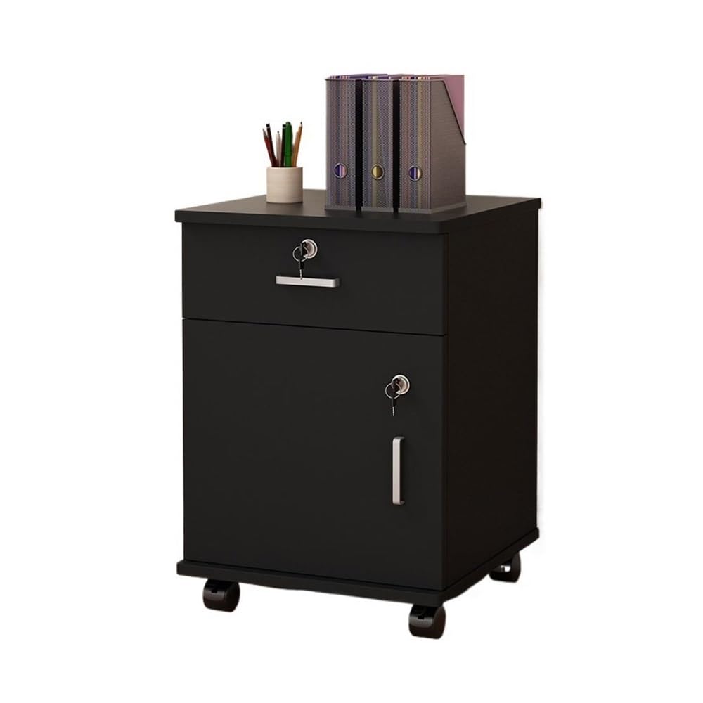 ZzleoyuUUs-12 Office Cabinet Simple Locking Mobile Low Cabinet Office File with Drawer Organizer(Black)