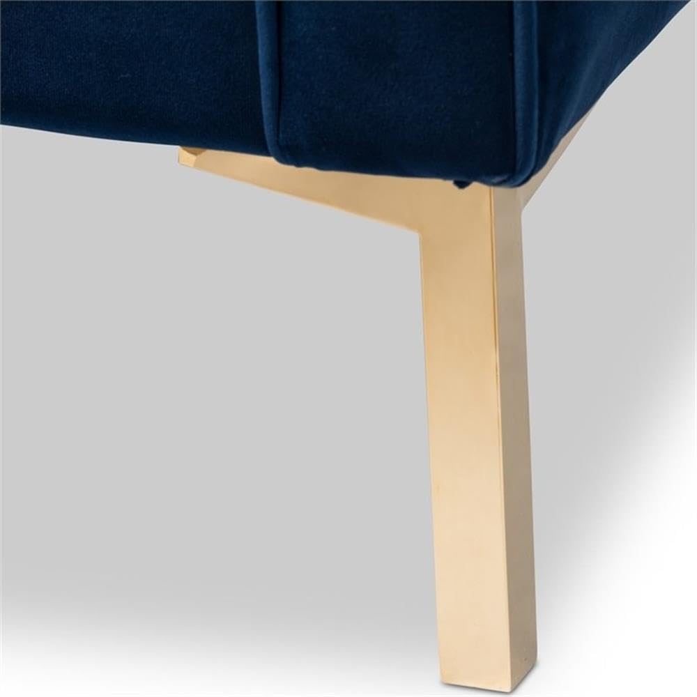 Baxton Studio Zanetta Luxe and Glamour Navy Velvet Upholstered Gold Finished Lounge Chair