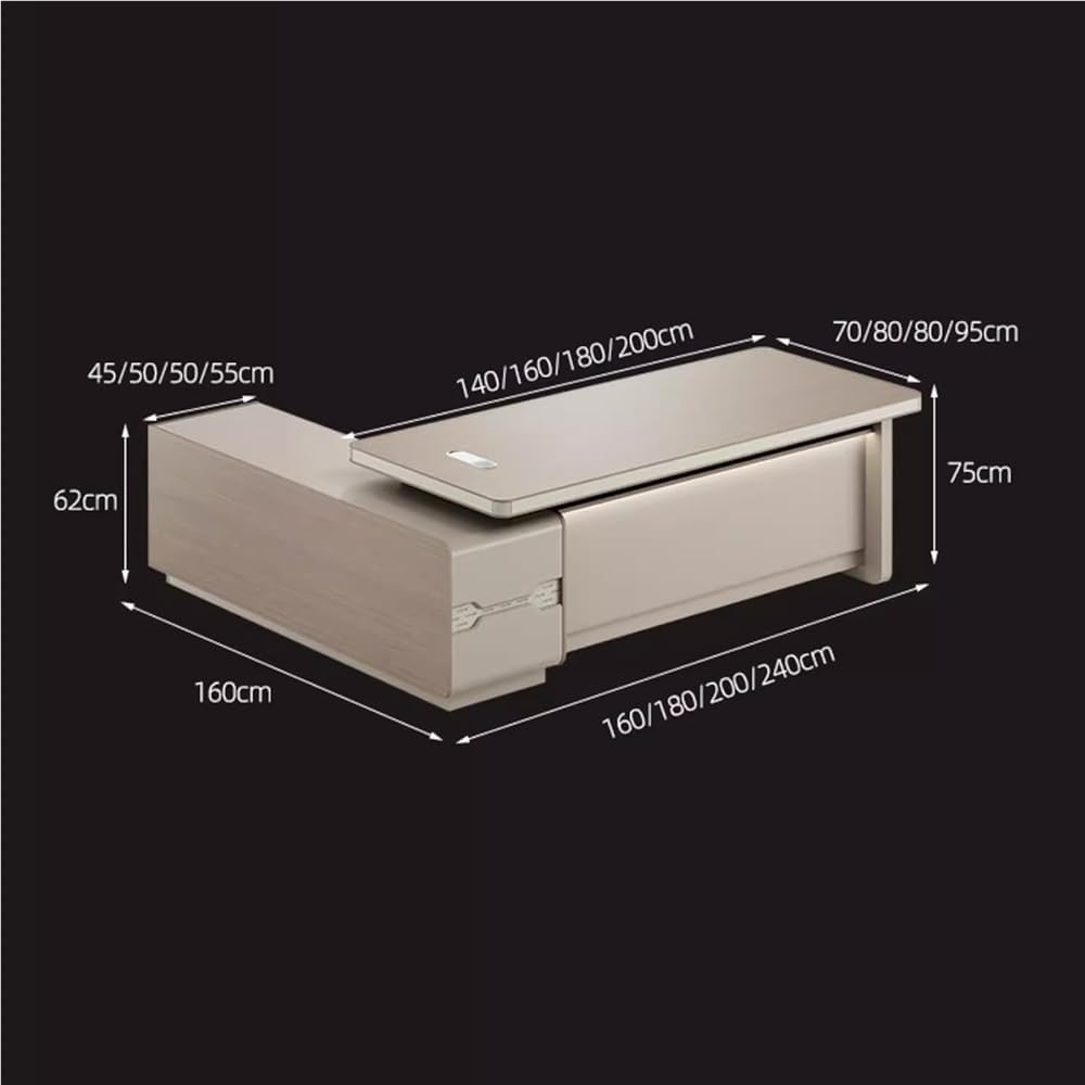 Modern L Shaped Executive Office Desk with Drawers Lateral Cabinet Computer Workstation Business Furniture Desk for CEO Boss Manager Home Office(2000MM)